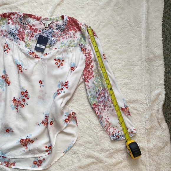 NWT Lucky floral peasant blouse. 3/4 sleeve, lightweight, boho style. Size L. - Picture 6 of 10